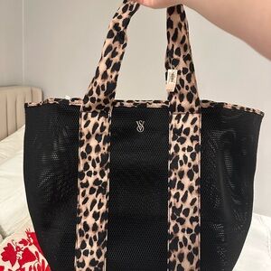 Victoria's Secret Leopard Print and Black Tote Bag
